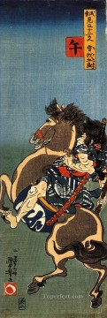 Utagawa Kuniyoshi Painting - caballo soga goro sobre un caballo encabritado Utagawa Kuniyoshi Ukiyo e